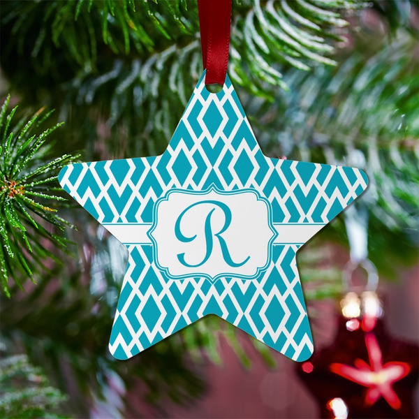 Geometric Diamond Metal Star Ornament - Lifestyle