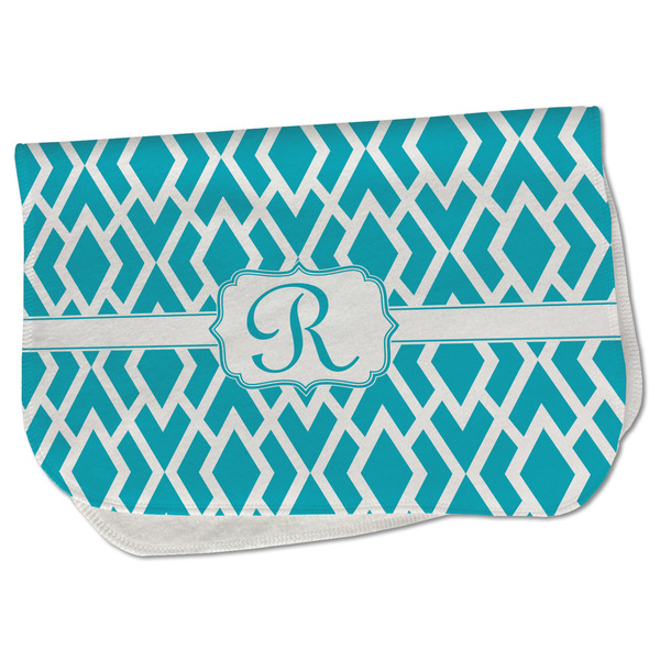 Custom Geometric Diamond Burp Cloth - Fleece w/ Initial