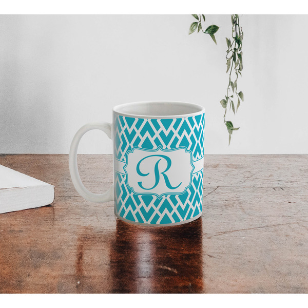 Geometric Diamond Personalized Coffee Mug - Lifestyle