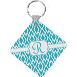 Geometric Diamond Diamond Plastic Keychain w/ Initial