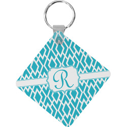 Geometric Diamond Diamond Plastic Keychain w/ Initial