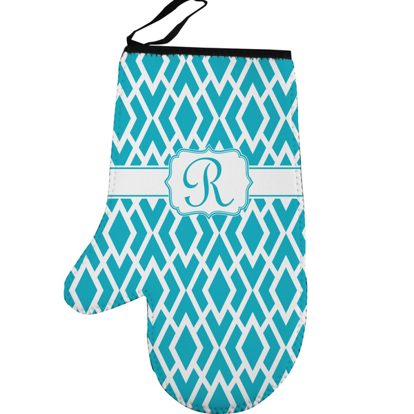 Geometric Diamond Personalized Oven Mitt - Left