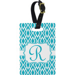 Geometric Diamond Plastic Luggage Tag - Rectangular w/ Initial