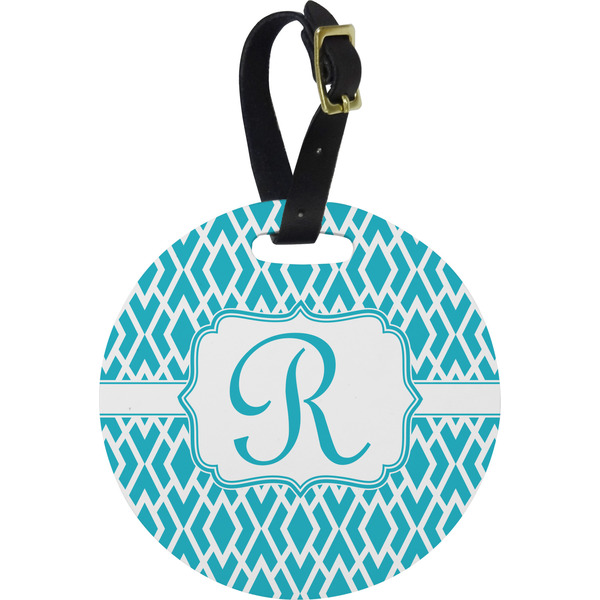 Custom Geometric Diamond Plastic Luggage Tag - Round (Personalized)