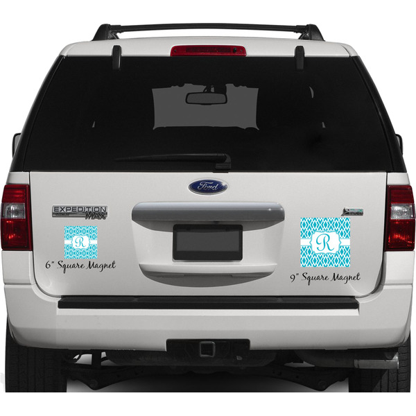 Geometric Diamond Personalized Square Car Magnets on Ford Explorer