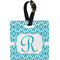 Geometric Diamond Plastic Luggage Tag - Square w/ Initial