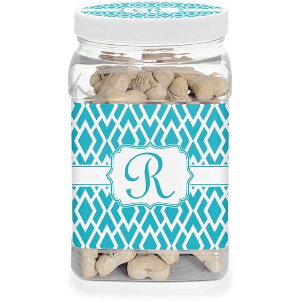 Custom Geometric Diamond Dog Treat Jar (Personalized)