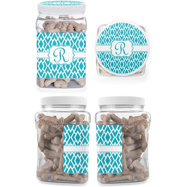 Geometric Diamond Pet Treat Jar - Multiple Angles