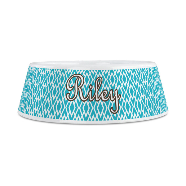 Geometric Diamond Plastic Dog Bowls - Medium - FRONT