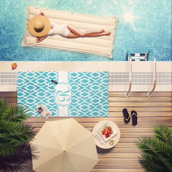 Geometric Diamond Pool Towel Lifestyle