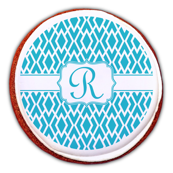 Geometric Diamond Printed Icing Circle - Large - On Cookie