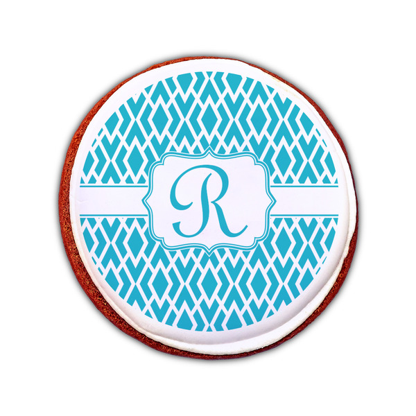 Geometric Diamond Printed Icing Circle - Small - On Cookie