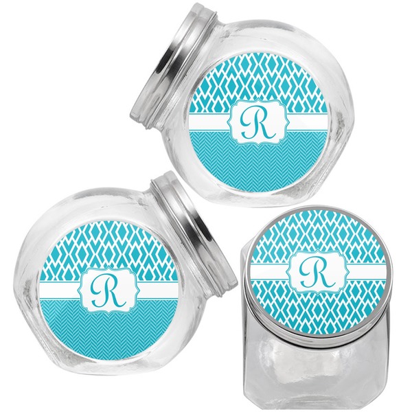 Geometric Diamond Puppy Treat Jar - Top Left Right