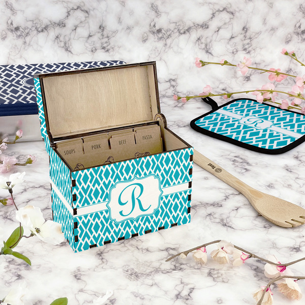 Geometric Diamond Recipe Box - Full Color - In Context