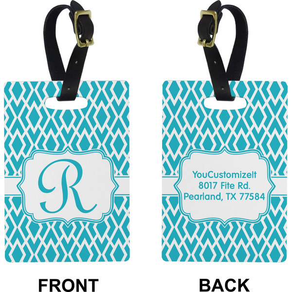 Geometric Diamond Rectangle Luggage Tag (Front + Back)