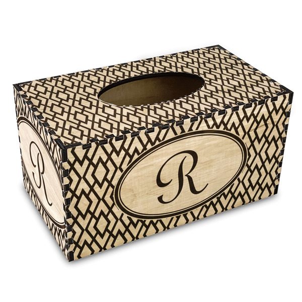 Custom Geometric Diamond Wood Tissue Box Cover - Rectangle (Personalized)