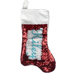 Geometric Diamond Reversible Sequin Stocking - Red (Personalized)