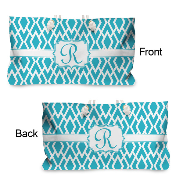 Geometric Diamond Large Rope Tote - From & Back View