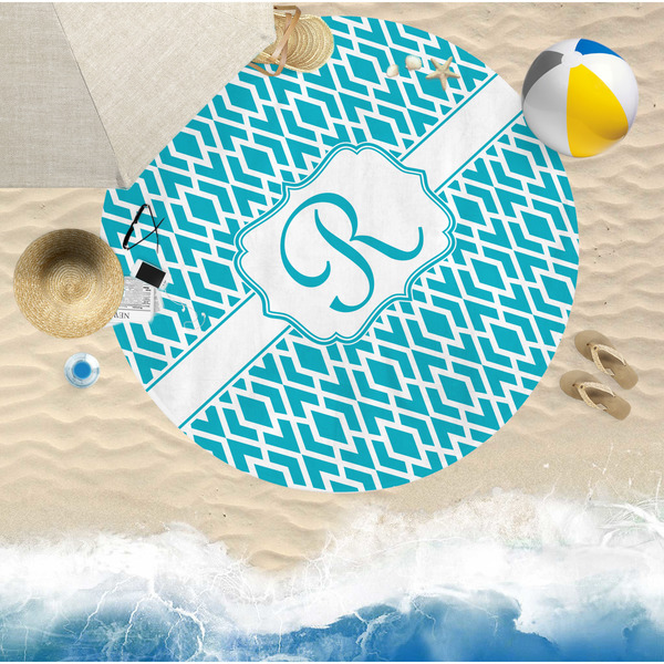 Geometric Diamond Round Beach Towel Lifestyle