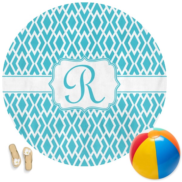 Custom Geometric Diamond Round Beach Towel (Personalized)