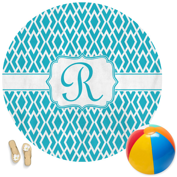 Custom Geometric Diamond Round Beach Towel (Personalized)