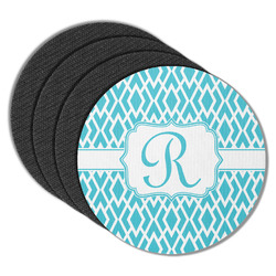 Geometric Diamond Round Rubber Backed Coasters - Set of 4 (Personalized)