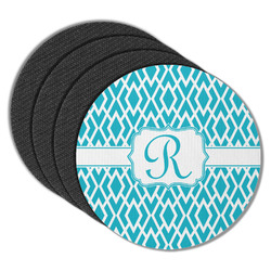 Geometric Diamond Round Rubber Backed Coasters - Set of 4 (Personalized)