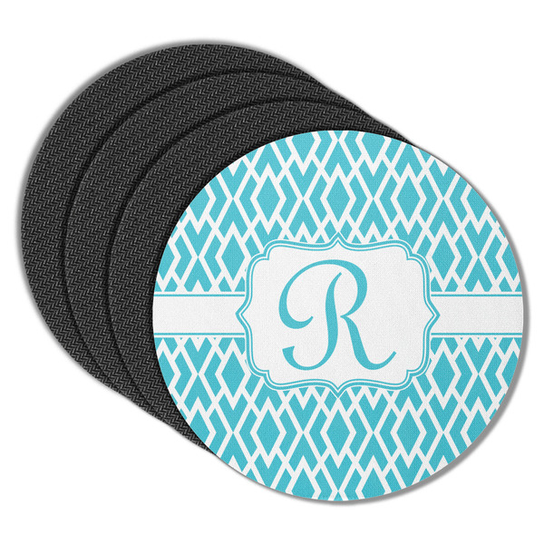 Custom Geometric Diamond Round Rubber Backed Coasters - Set of 4 (Personalized)