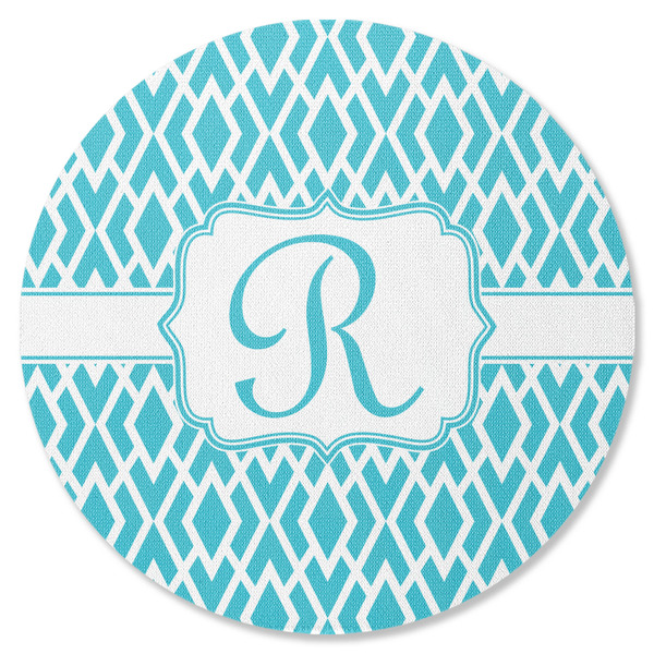 Custom Geometric Diamond Round Rubber Backed Coaster (Personalized)