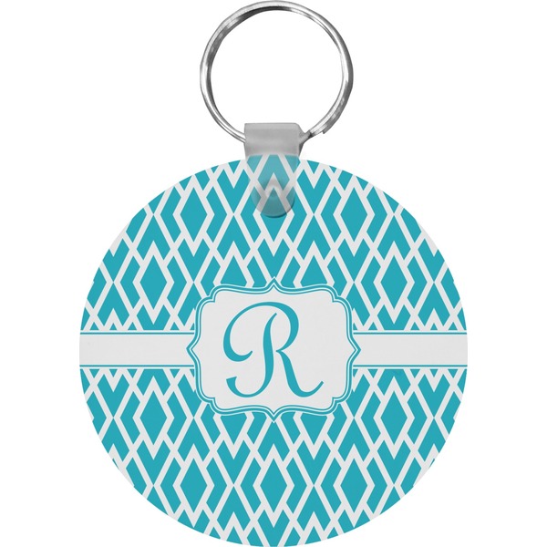 Custom Geometric Diamond Round Plastic Keychain (Personalized)