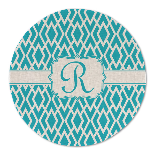 Geometric Diamond Round Linen Placemats - FRONT (Double Sided)