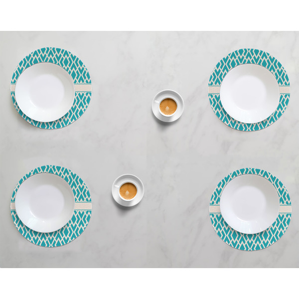 Geometric Diamond Round Linen Placemats - LIFESTYLE (set of 4)
