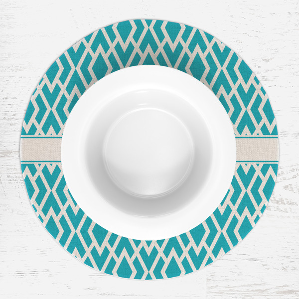 Geometric Diamond Round Linen Placemats - LIFESTYLE (single)