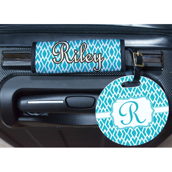 Geometric Diamond Round Luggage Tag & Handle Wrap - In Context
