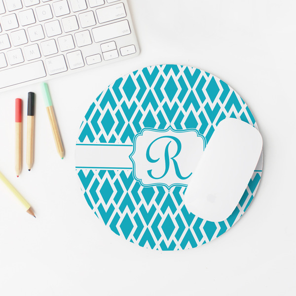 Geometric Diamond Round Mousepad - LIFESTYLE 2