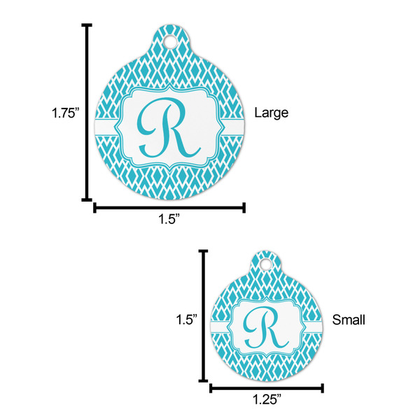 Geometric Diamond Round Pet ID Tag - Large - Comparison Scale