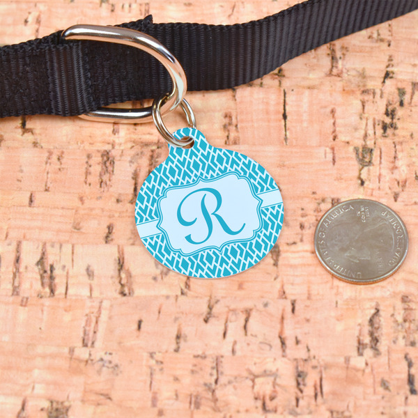 Geometric Diamond Round Pet ID Tag - Large - In Context