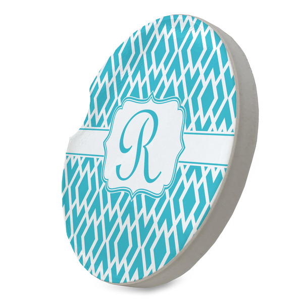 Geometric Diamond Sandstone Car Coaster - STANDING ANGLE