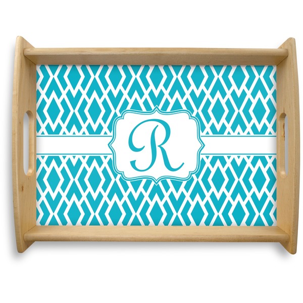Custom Geometric Diamond Natural Wooden Tray - Large (Personalized)
