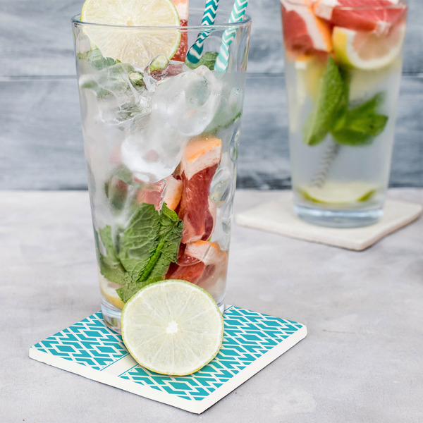 Geometric Diamond Set of 4 Stone Coasters - In Context View