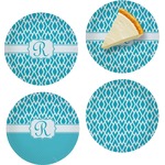 Geometric Diamond Set of 4 Glass Appetizer / Dessert Plate 8" (Personalized)