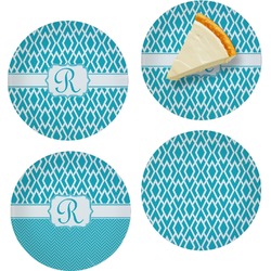 Geometric Diamond Set of 4 Glass Appetizer / Dessert Plate 8" (Personalized)