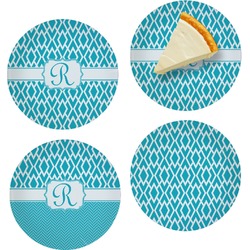 Geometric Diamond Set of 4 Glass Appetizer / Dessert Plate 8" (Personalized)