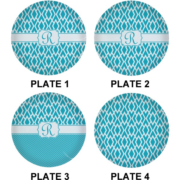 Geometric Diamond Set of Lunch / Dinner Plates (Approval)