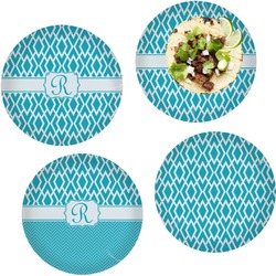 Geometric Diamond Set of 4 Glass Lunch / Dinner Plate 10" (Personalized)