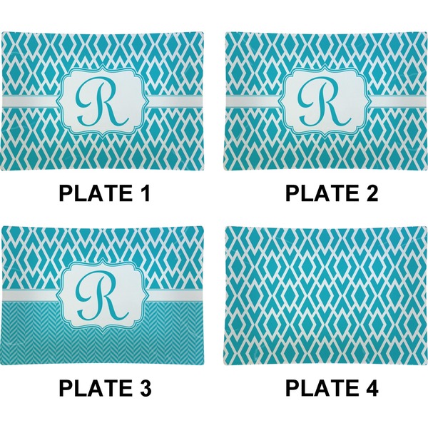 Geometric Diamond Set of Rectangular Appetizer / Dessert Plates (Approval)