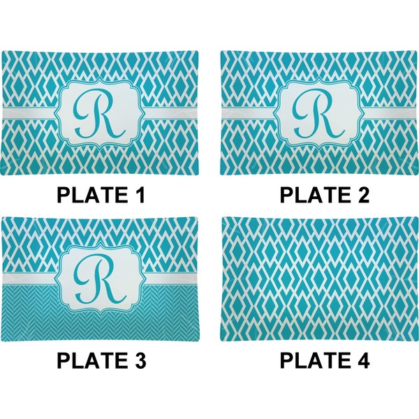 Geometric Diamond Set of Rectangular Dinner Plates (Approval)
