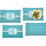 Geometric Diamond Set of 4 Glass Rectangular Lunch / Dinner Plate (Personalized)