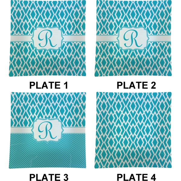 Geometric Diamond Set of Square Dinner Plates (Approval)