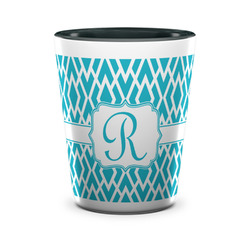 Geometric Diamond Ceramic Shot Glass - 1.5 oz - Two Tone - Set of 4 (Personalized)